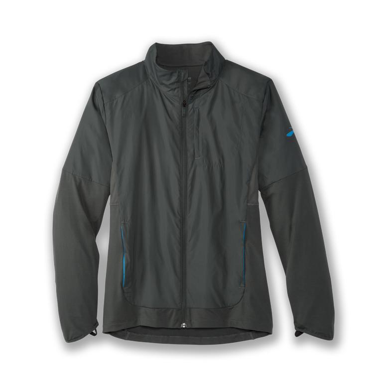 Brooks Mens Fusion Hybrid Running Jackets - Dark Oyster/grey (076124-GLB)